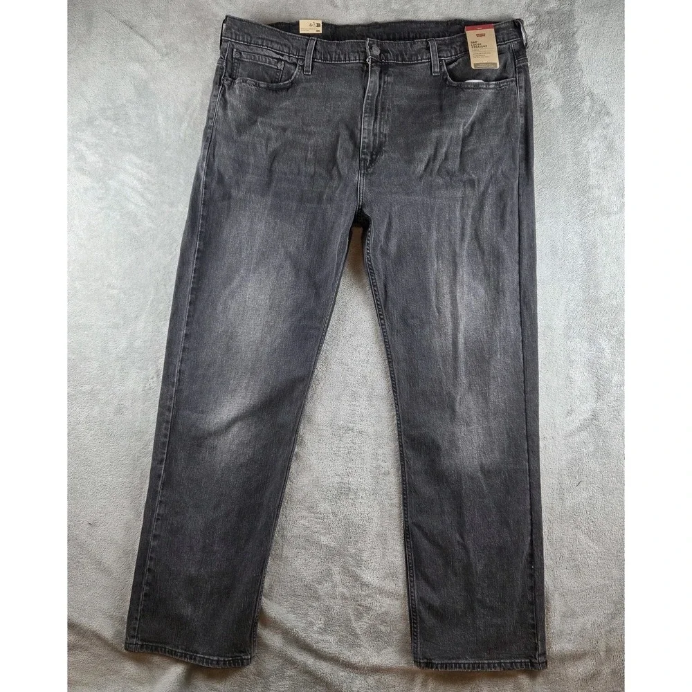 NWT Levi's Jeans Black 569 Loose Straight Baggy Y2K Stretch Men's 42x34 DIstress